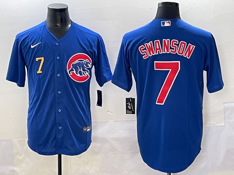 Men 2025 Chicago Cubs 7 Swanson Blue Game Nike MLB Jersey style 3